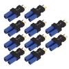 10 szt. Adapter EC5 żeński na T męski Niebieski Czarny 10x20x47mm Guma Plastik Miedź Wtyk złącza EC5