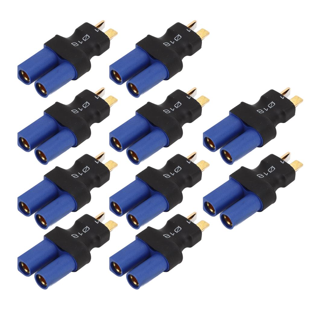 10 szt. Adapter EC5 żeński na T męski Niebieski Czarny 10x20x47mm Guma Plastik Miedź Wtyk złącza EC5