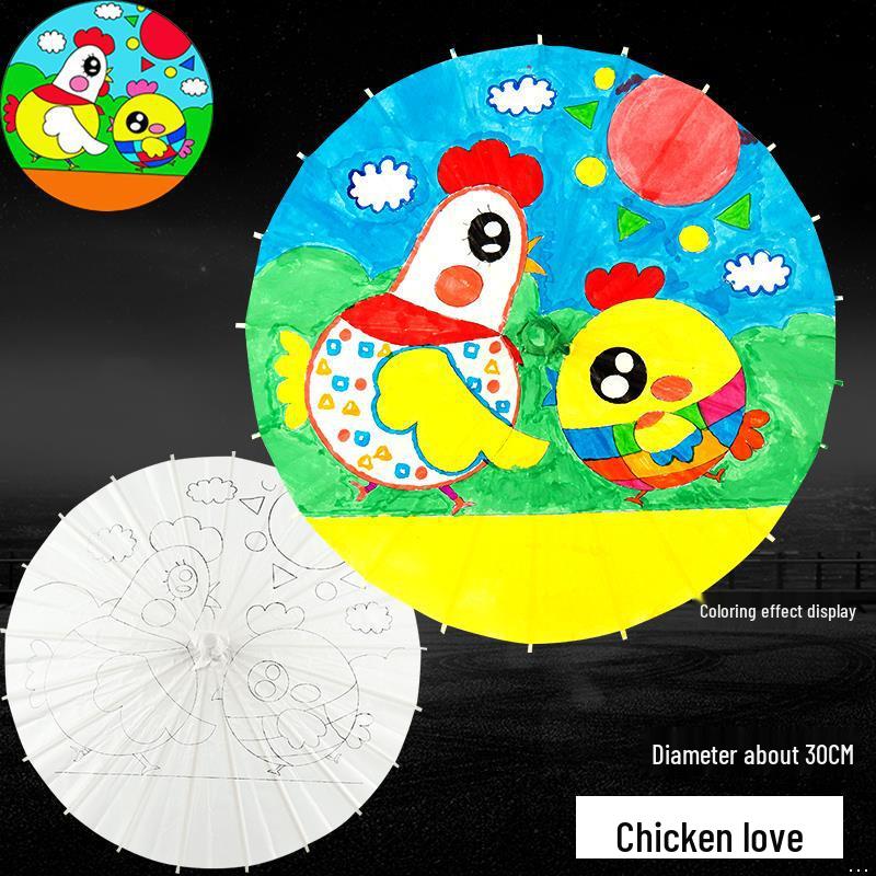 Handmade Children's Oil Paper Umbrella - Chinese Intangible Cultural Heritage, Small Flower Pattern, Ancient Style, Graffiti Material