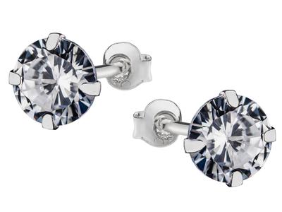 Silver Earrings with Cubic Zirconia Women' Studs Hoops 2mm Silver 925