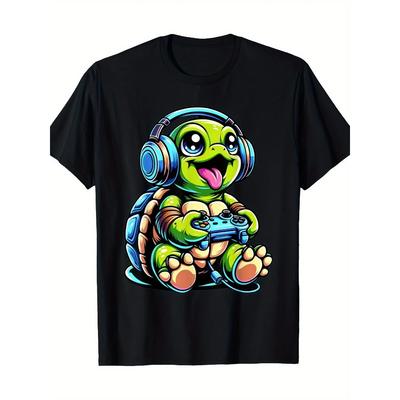 [Funny Turtle Gamer]  Funny Turtle Gamer T-Shirt - 220g Gaming Turtles Video Game