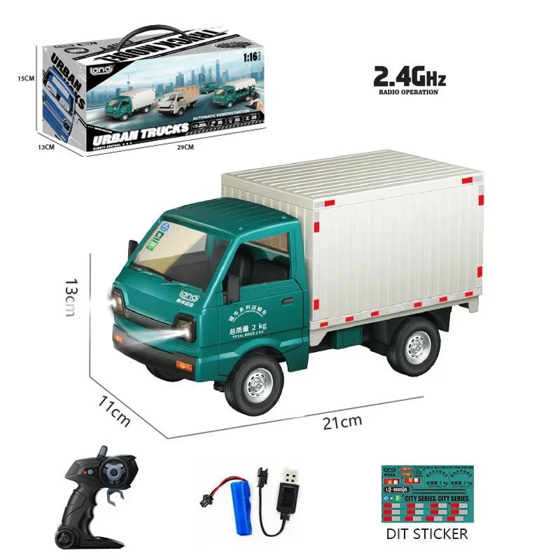 1/16 Remote Control Van Truck 2.4G 5CH Mini RC Car Children Toys Radion Controlled Ice Cream Trucks Transport Cars with Lights