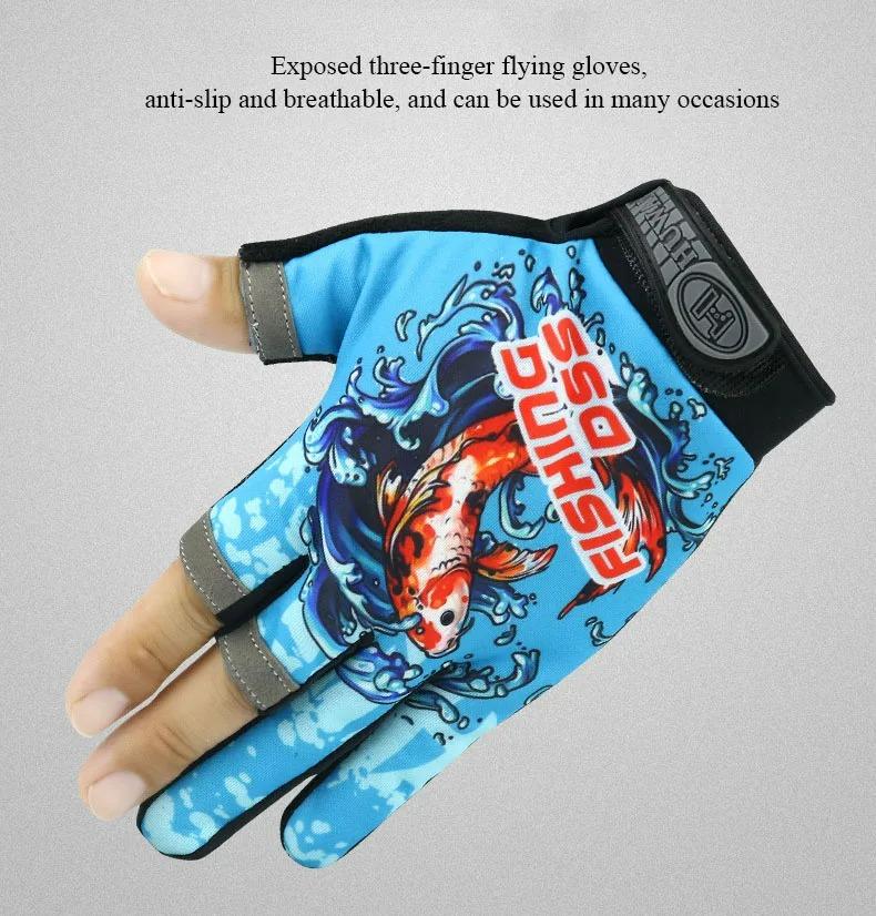 Fischerhandschuhe Herren und Damen Outdoor-Nutzung Fischereischutz Anti-Rutsch 3-Finger-Schnitt Aktives Fischereigerät Angelhandschuhe