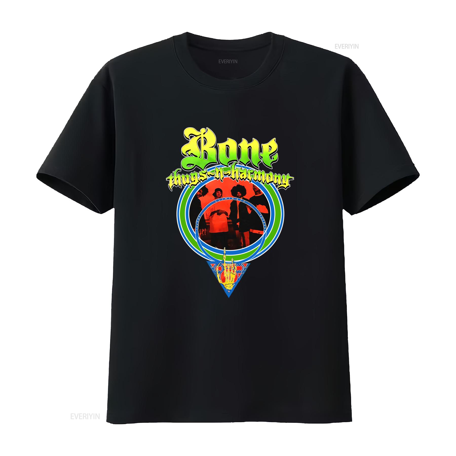 

Authentic BONE THUGS N HARMONY I E S Slim Fit T Shirt Black Band Design vintage Washed Unisex Stylish Versatile homme Slightly 4XL