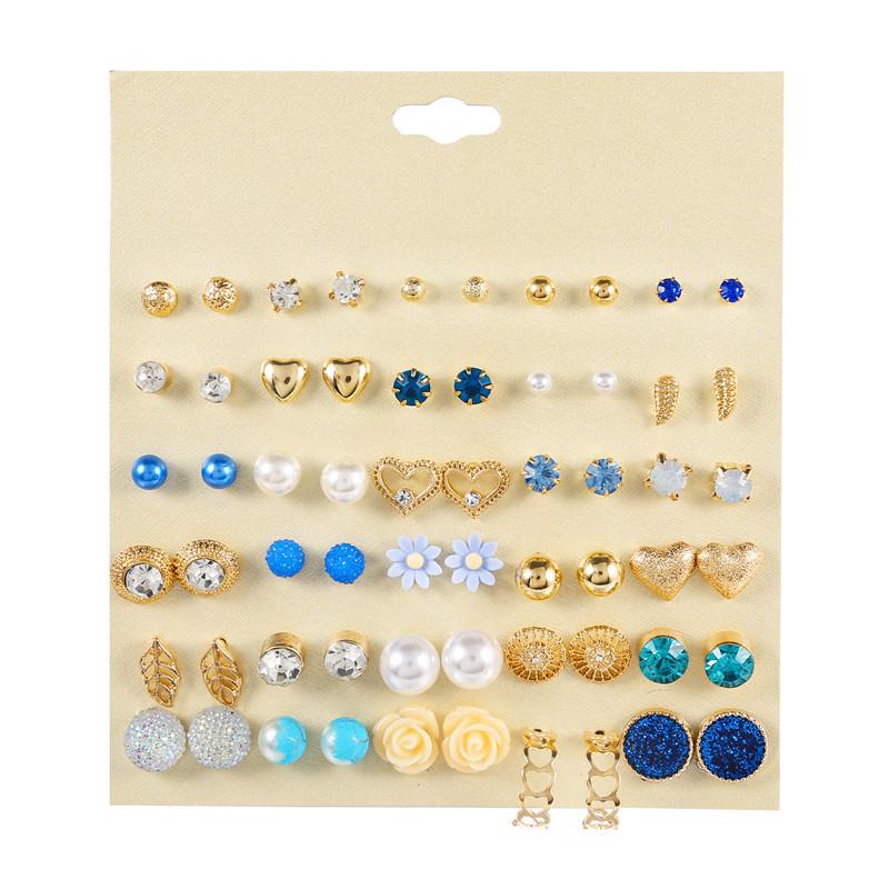 30-Pair Non-Repeating Korean & Western Style High-Quality Earrings Set for Women