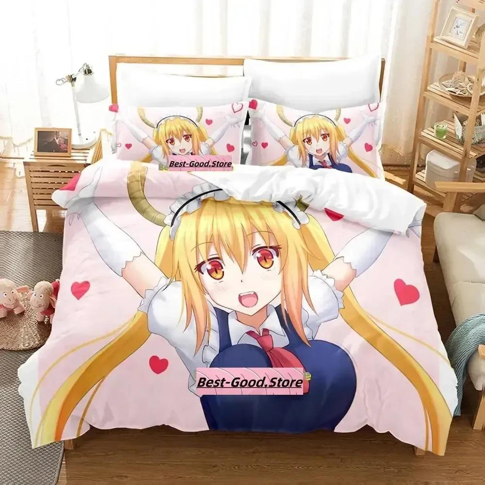 Mis Kobayashi's Dragon Maid Beding Set Printed Bed Linen Set With Pilowcase Bed Soft Duvet Cover Soft Quen Super King-Sized Dimensionsd Dimensions