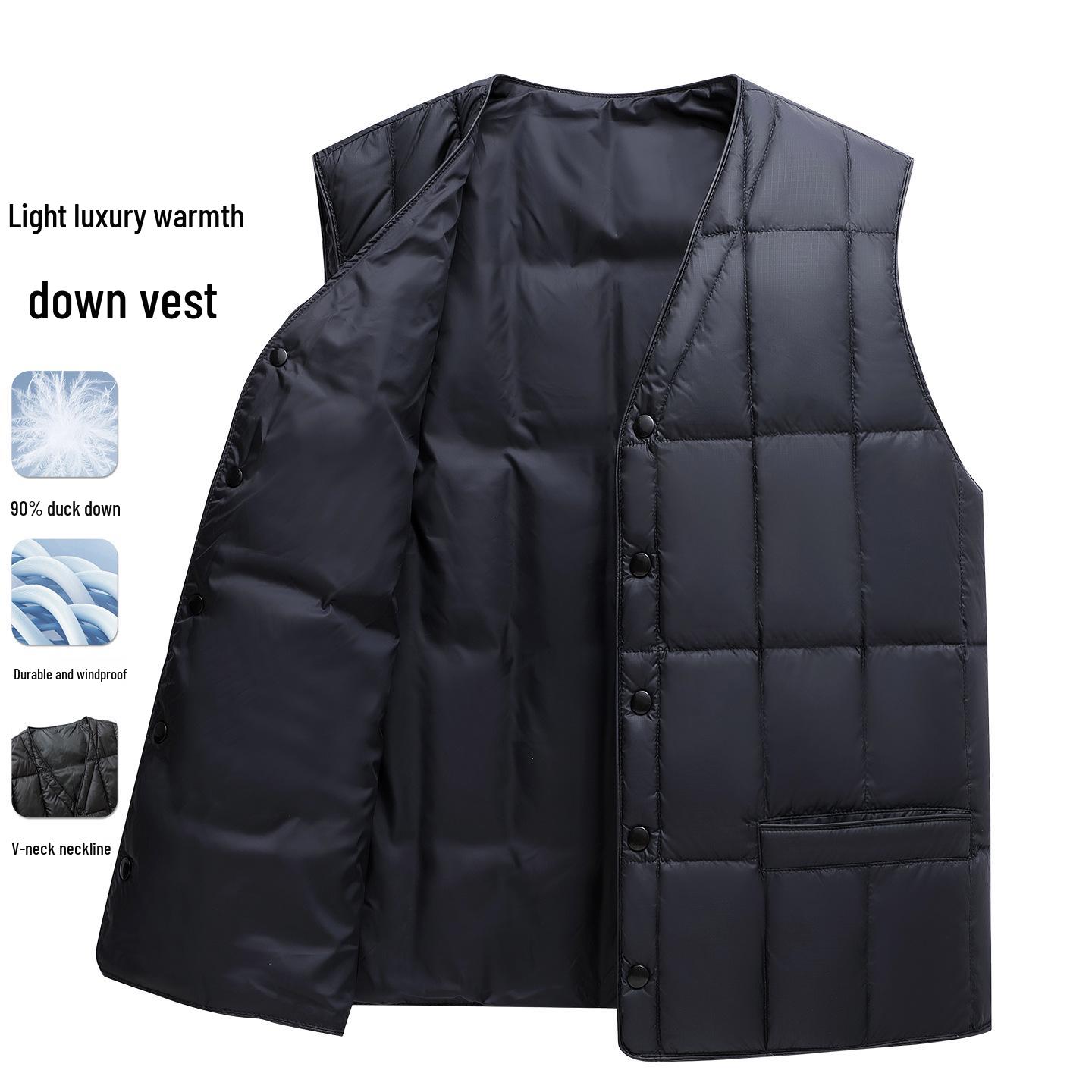 

Men s Autumn/Winter White Duck Down Vest - Warm, Casual, Versatile Gilet XXL темно-синього кольору