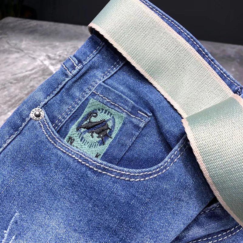 Personality Tide Brand Jeans Men's Summer Thin Section Elastic Slim Micro Harlan New Tide Men's Long Trousers