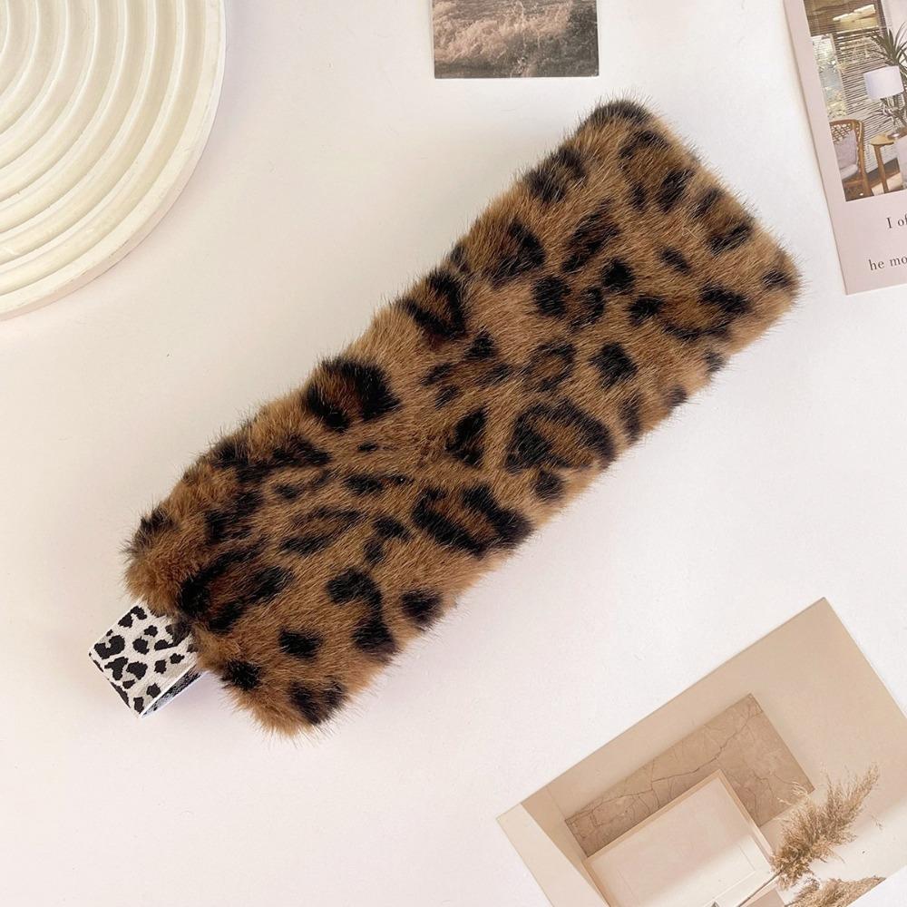 Windproof Leopard Print Hairband Ear Warm Winter Elastic Headband Fluffy Plush Headband  Sports