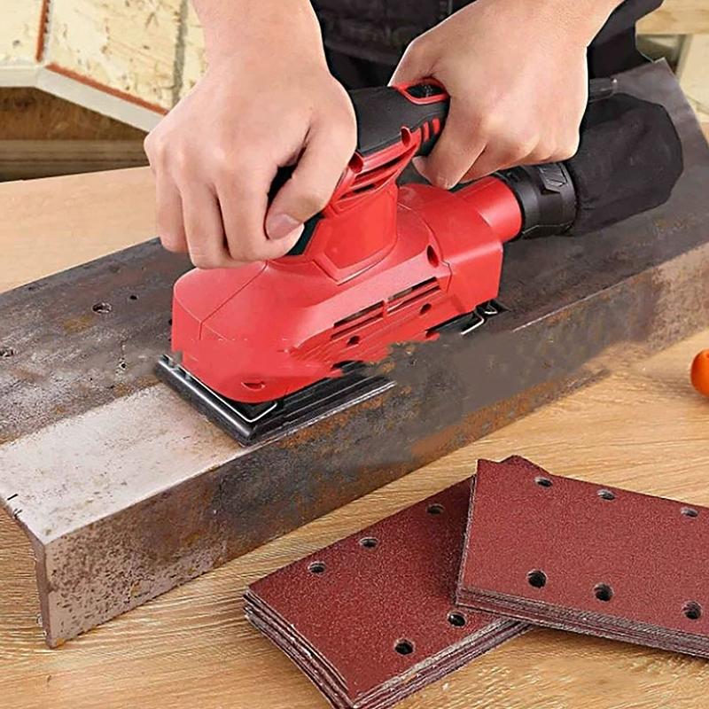 10pcs 8-Hole Rectangular Premium Flocked Sandpaper Sheets Self-Adhesive 185X93mm - Assorted Grits For Air Grinders