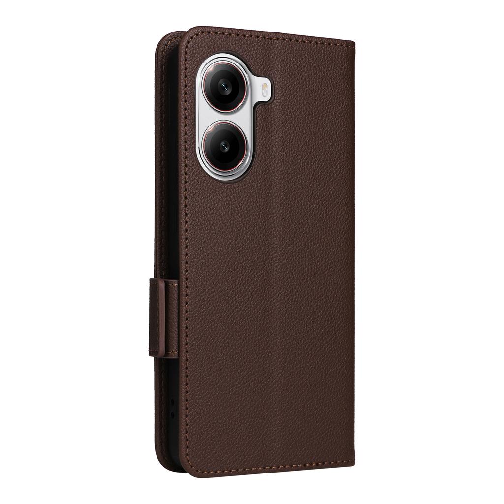 For Xiaomi Poco X7 Pro 5G/Redmi Turbo 4 5G Case with Wrist Strap Litchi Texture PU Leather Wallet Phone Cover