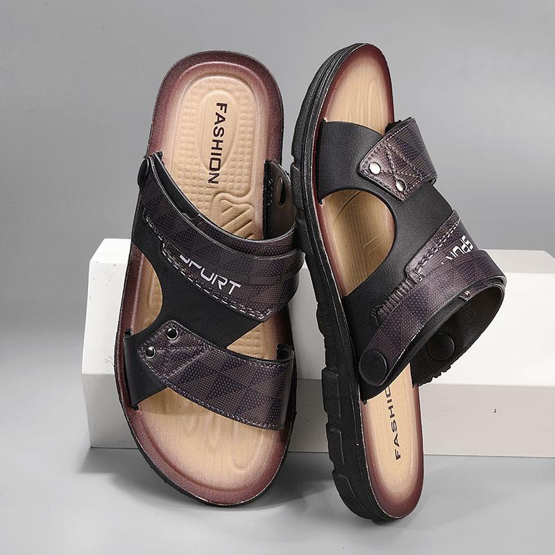 

2025 Men s Sandals Summer Slip On Slippers Lightweight Comfortable Beach Shoes Men Sandals Non-Slip Outdoor Casual Footwear 39 чорний