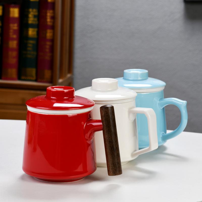 Ceramic Water Cup Teacup With Lid Office Cup Gift Box White Porcelain Cup With Filter Liner Gift