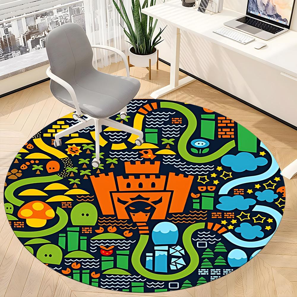 1 runder Teppich „Fantasy World“ für Büro und Wohnbereich, geeignet als Fußmatte für den Innenbereich, unter Bürostühlen, im Schlafzimmer, Wohnzimmer oder als Raumdekoration.