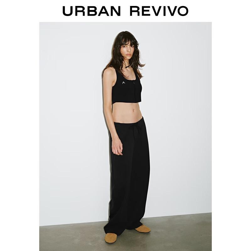 UR 2025 Women's Elastic Waist Drawstring Curved Pants