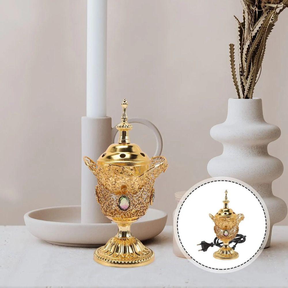 

EU Plug Church Sandalwood Furnace Easy Use Arabic Electric Incense Furnace Church золотой