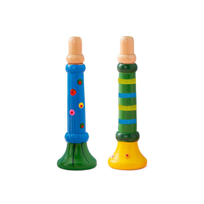 Wooden Trumpet Children Toy Horn Whistle Musical Instrument for Kids Early Educational Orff Music Instrument Sound Training Game