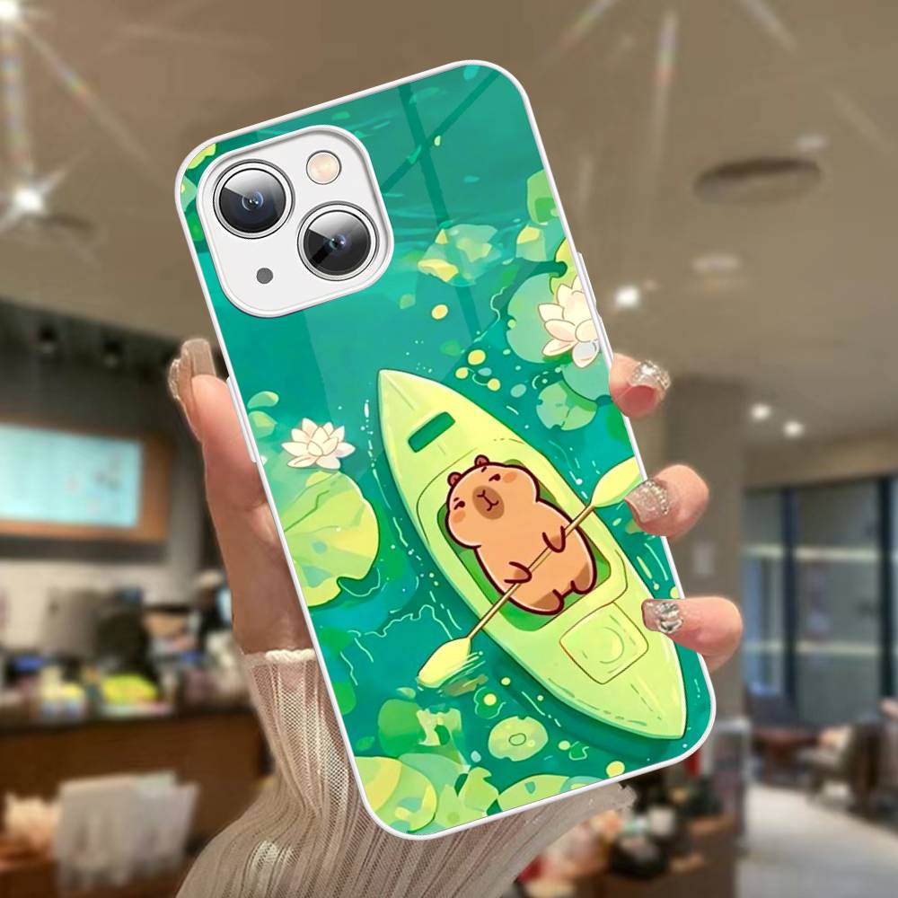 

Cute Capybara For IPhone 14 13 12 Mini 11 Pro XS Max X XR 14 Plus Tempered Glass Cover iphone XR