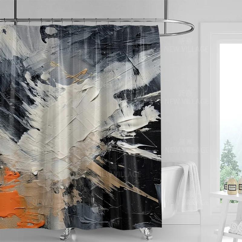 Abstract Graffiti Shower Curtain Machine Washable Fade-proof Nordic Family Bathroom Decorative Shower Curtain 180x200