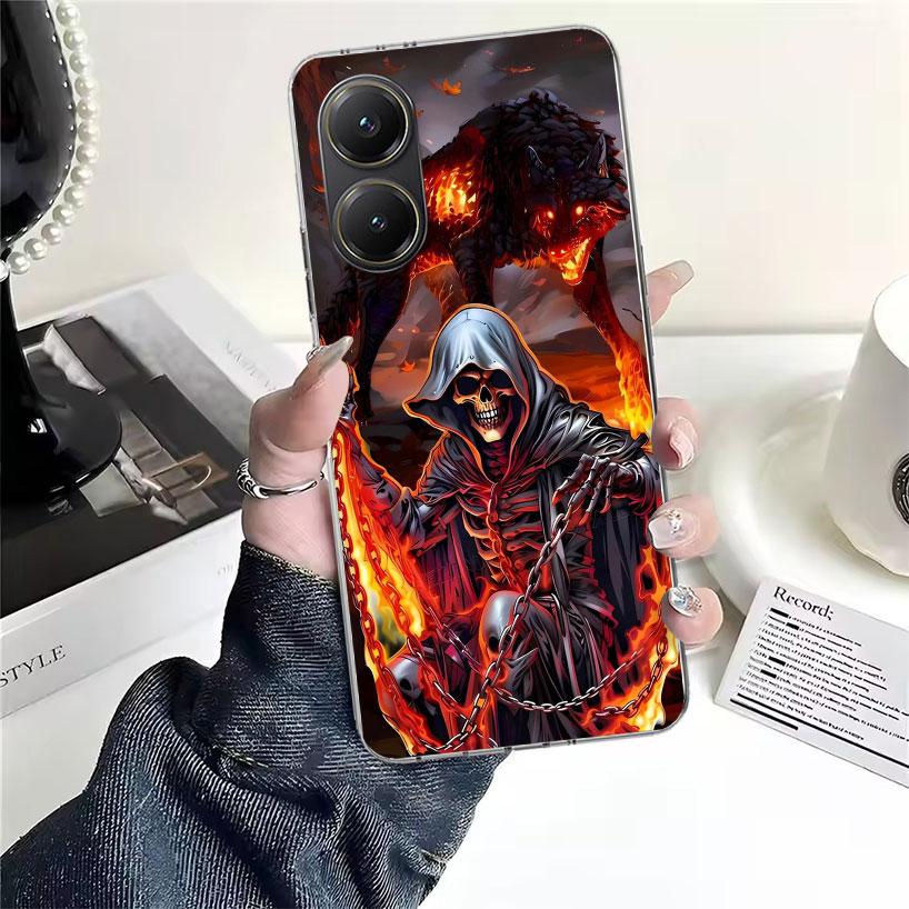 Death Grim Reaper Skull Scythe Soft Phone Case For Xiaomi Redmi 15C 15 13C 13 Poco X5 X6 X7 F7 Ultra M7 12C 12 10 10C 9C 9A 9T 9