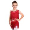 Vestido de Danza Latina para Niñas con Borlas, Flecos Asimétricos, Pedrería Brillante, Recorte, Disfraz para Actuación en Escenario