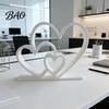Romantic Desktop Decoration Double Heart Figurine, 3D Printed Love Decor for Valentine's to Connection Statue Day, Anniversary Gift Couples, Cute Home