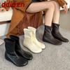 Female Height Increasing Shoes Ladies Modern Short Boots Round Toe Elastic Women Ankle Stretch Boots Slip On Shoes