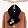Soft waxy wind thickened solid color fluffy scarf to keep warm imitation Rex rabbit hair cross scarf plush collar women