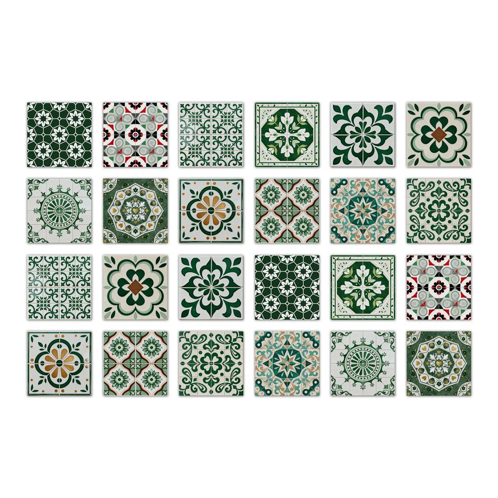 24pcs Mandala Wall Stickers Kitchen Self-Adhesive Waterproof Tile Stickers Bathroom Decor Moroccan Pvc Decal