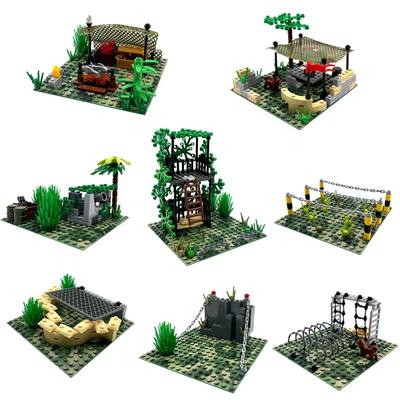 Bausteine Militär Dschungel MOC Szene Kommando Bataillon Artillerie Außenposten Schützengräben DIY Zusammenbau Partikel Bausteine