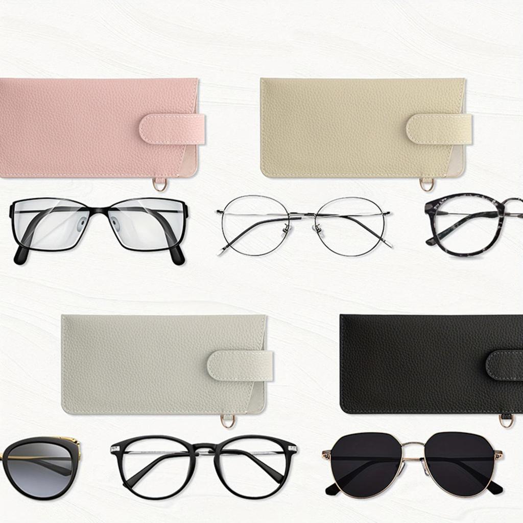 Unisex Fashion Soft PU Leather Eyeglasses Holder Bag Traveling Sunglasses Hanging Bag Stylish Eyewear Organizer Portable Luggage Accessories