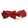 New Cherry Red Velvet Dog Collar Pet Collar Leash Dog Chain Leash