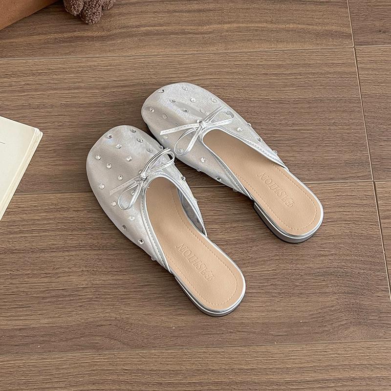 

Летние женские кружевные мюли тапочки модные неглубокие слипоны шлепанцы повседневное платье уличный стиль обувь 35 серебряный