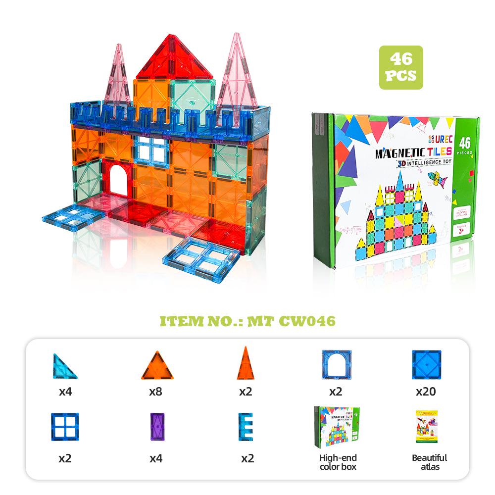 2024 Large 7.5" Magnetic Tiles Building Blocks: Educational Stained Glass Puzzle Set