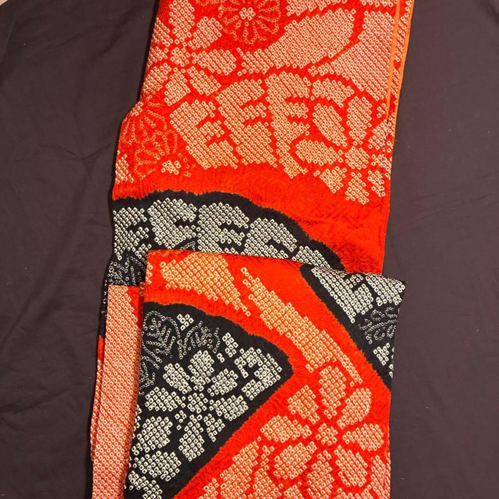 Used Full-dyed long-sleeved kimono, pure silk, in good condition