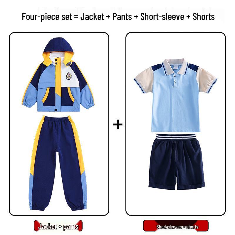 Primary School Autumn/Winter Five-Piece Windbreaker Set: New Style Warm Kindergarten Uniform