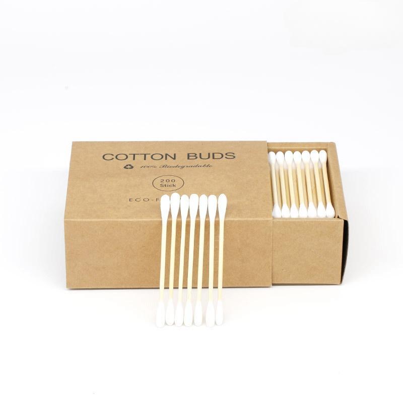 200 Pcs/Box Double Head Bamboo Cotton Buds Wood Stick Cotton Swab For Makeup , Nose Ear Cleaning , Pet Care , Art & Crafts