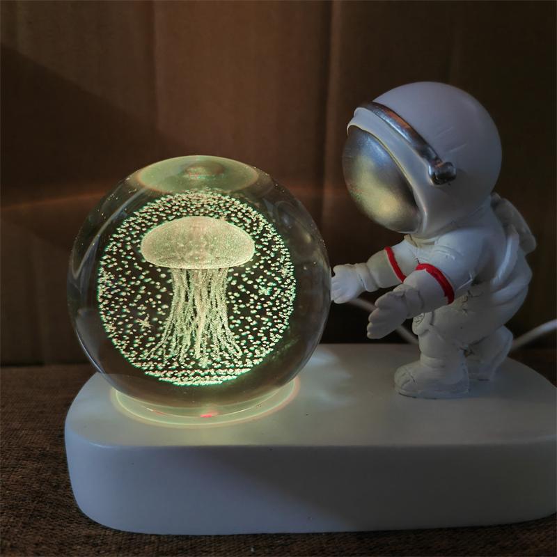 Astronaut Creativ 3D Minge de Cristal Led Lumină de noapte pentru Dormitor Copii Planetă Spațiu Lampă Sistem Solar USB Cadou de Crăciun pentru copii