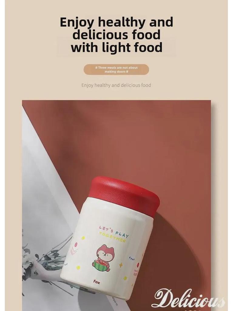 Small Cartoon Stew Cup: Portable, Cute Stainless Steel Insulated Mug for Girls & Students - Perfect for Porridge