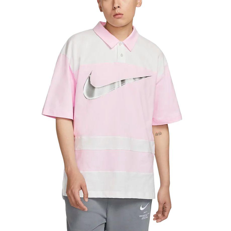 New Nike Sportswear Men's Color Block Polo Shirt Pink FN3694-125