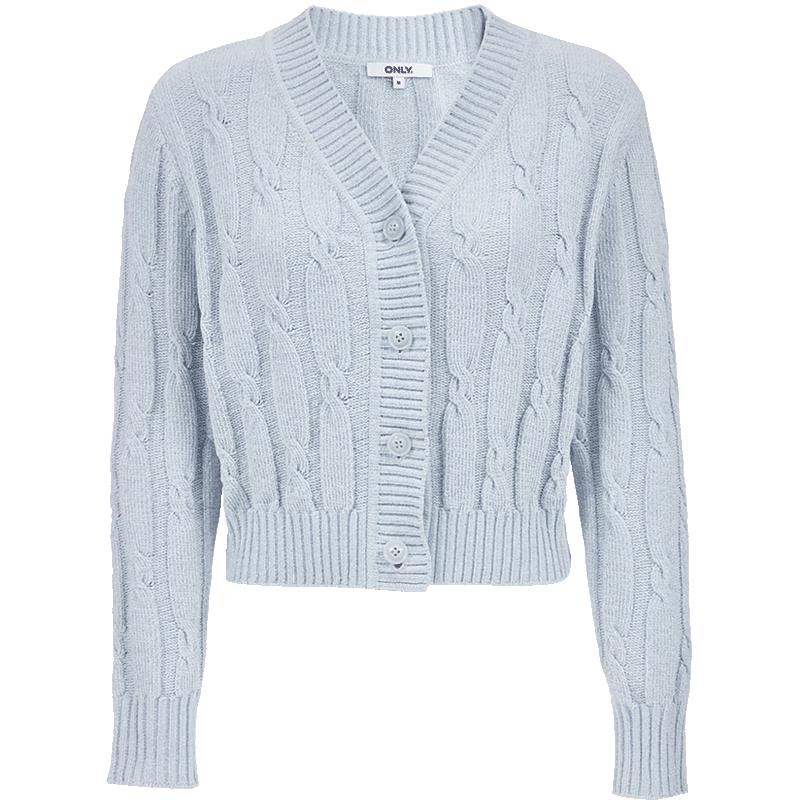 ONLY 2025 Women's V-Neck Drop Shoulder Cable Knit Cardigan
