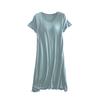 Women Casual Short Sleeve Nightgown Solid Color Pajama Dress with Bra Pad