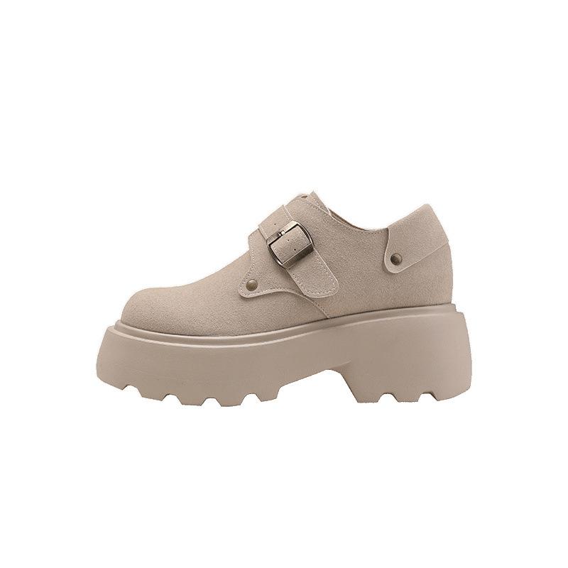 Thick-soled women's spring new muffin with one pedal, lazy Doudou shoes, inner height increase, casual single shoes women