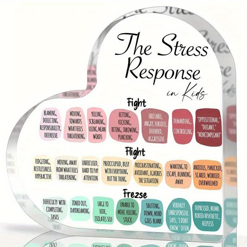 Inspirational Relax & Growth Mindset Acrylic Heart Keepsake - Acrylic Decorative Sign & Plaque Clear Desktop Decor - Therapy & Counselor Office Decor,