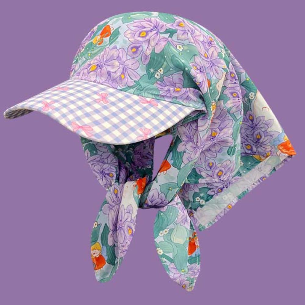 Floral Headscarf Baseball Hat Plaid Strappy Bandana Cap Driving Triangle Headscarf Hat  Women