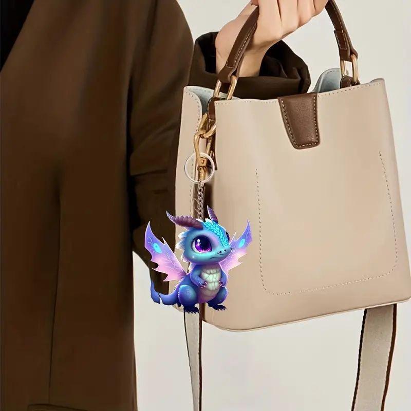 Vibrant Acrylic Dragon Pendant For Car Interior Decoration Playful Design Cartoon