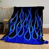 Blue Flames Design On Black Background Patterned Blanket, Flannel, Suitable for All Seasons, Home Decor, Warm and Cozy