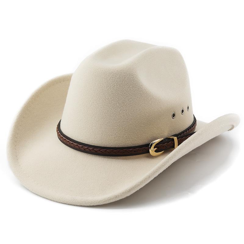 Western Cowboy Hat Outdoor Travel Sun Hat Women's Face-slimming Woolen Hat Hiking Hat Men's