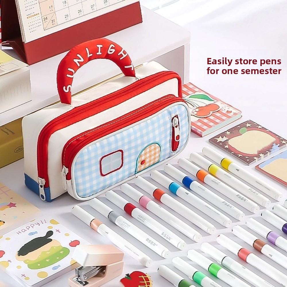 Handheld Stationery Storage Bag Cosmetics Storage Pen Pencil Case  School Office
