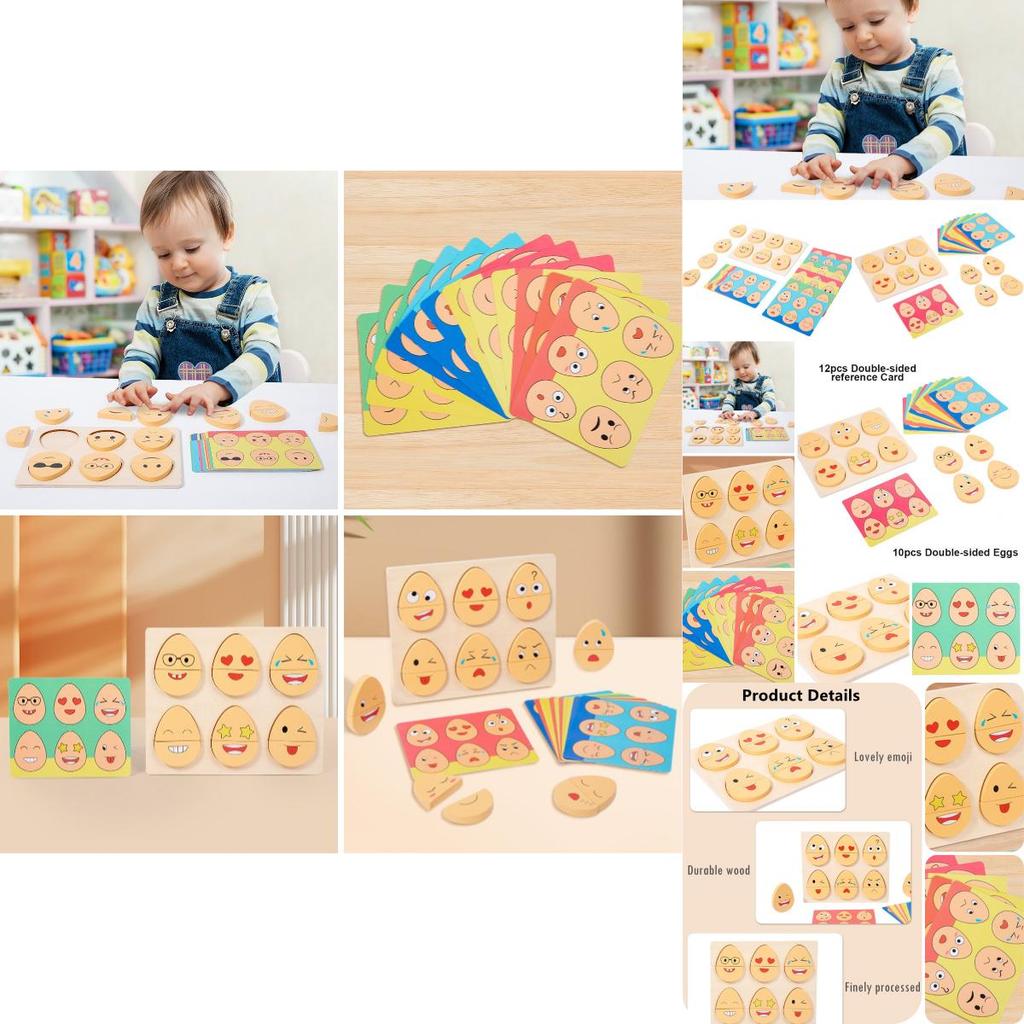 Wooden Emotion Eggs Early Educational Matching Toy For Toddlers And Babies